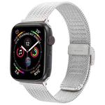 For Apple Watch 46mm / 49mm / 45mm / 44mm Integrated Buckle Embossed Thick Milanese Metal Watch Band(Silver)