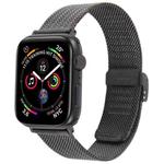 For Apple Watch 42mm / 41mm / 40mm / 38mm Integrated Buckle Embossed Thick Milanese Metal Watch Band(Black)