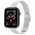 For Apple Watch 46mm / 49mm / 45mm / 44mm Integrated Buckle Embossed Slim Milanese Metal Watch Band(Silver)