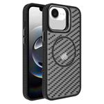 For iPhone 16e O-Shape Hollow Cooling Lens Holder MagSafe Phone Case(Black)