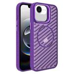 For iPhone 16e O-Shape Hollow Cooling Lens Holder MagSafe Phone Case(Deep Purple)