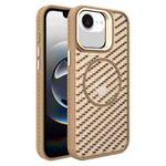 For iPhone 16e O-Shape Hollow Cooling Lens Holder MagSafe Phone Case(Gold)
