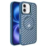 For iPhone 16 Plus O-Shape Hollow Cooling Lens Holder MagSafe Phone Case(Blue)