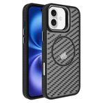 For iPhone 16 O-Shape Hollow Cooling Lens Holder MagSafe Phone Case(Black)