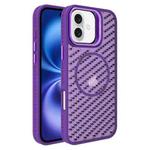 For iPhone 16 O-Shape Hollow Cooling Lens Holder MagSafe Phone Case(Deep Purple)