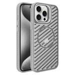 For iPhone 15 Pro O-Shape Hollow Cooling Lens Holder MagSafe Phone Case(Grey)