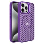 For iPhone 15 Pro O-Shape Hollow Cooling Lens Holder MagSafe Phone Case(Deep Purple)