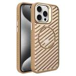 For iPhone 15 Pro O-Shape Hollow Cooling Lens Holder MagSafe Phone Case(Gold)