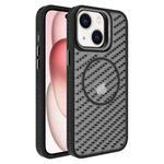 For iPhone 15 Plus O-Shape Hollow Cooling Lens Holder MagSafe Phone Case(Black)