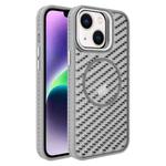 For iPhone 14 Plus O-Shape Hollow Cooling Lens Holder MagSafe Phone Case(Grey)