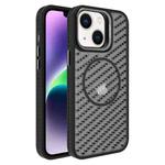 For iPhone 14 Plus O-Shape Hollow Cooling Lens Holder MagSafe Phone Case(Black)