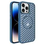 For iPhone 14 Pro Max O-Shape Hollow Cooling Lens Holder MagSafe Phone Case(Blue)