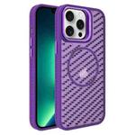 For iPhone 13 Pro Max O-Shape Hollow Cooling Lens Holder MagSafe Phone Case(Deep Purple)