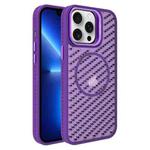 For iPhone 13 Pro O-Shape Hollow Cooling Lens Holder MagSafe Phone Case(Deep Purple)