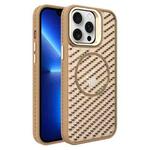 For iPhone 13 Pro O-Shape Hollow Cooling Lens Holder MagSafe Phone Case(Gold)