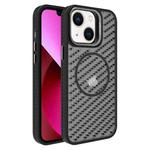 For iPhone 13 O-Shape Hollow Cooling Lens Holder MagSafe Phone Case(Black)