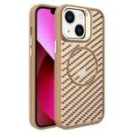 For iPhone 13 O-Shape Hollow Cooling Lens Holder MagSafe Phone Case(Gold)