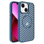 For iPhone 13 O-Shape Hollow Cooling Lens Holder MagSafe Phone Case(Blue)