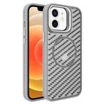 For iPhone 12 O-Shape Hollow Cooling Lens Holder MagSafe Phone Case(Grey)