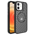 For iPhone 12 O-Shape Hollow Cooling Lens Holder MagSafe Phone Case(Black)
