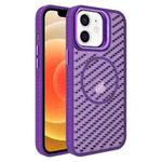 For iPhone 12 O-Shape Hollow Cooling Lens Holder MagSafe Phone Case(Deep Purple)