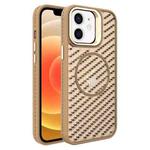 For iPhone 12 O-Shape Hollow Cooling Lens Holder MagSafe Phone Case(Gold)