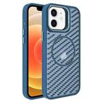 For iPhone 12 O-Shape Hollow Cooling Lens Holder MagSafe Phone Case(Blue)