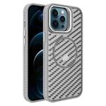 For iPhone 12 Pro Max O-Shape Hollow Cooling Lens Holder MagSafe Phone Case(Grey)