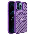 For iPhone 12 Pro Max O-Shape Hollow Cooling Lens Holder MagSafe Phone Case(Deep Purple)