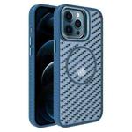 For iPhone 12 Pro Max O-Shape Hollow Cooling Lens Holder MagSafe Phone Case(Blue)