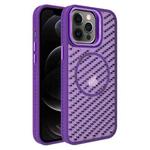 For iPhone 12 Pro O-Shape Hollow Cooling Lens Holder MagSafe Phone Case(Deep Purple)