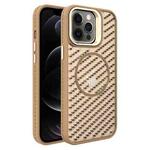 For iPhone 12 Pro O-Shape Hollow Cooling Lens Holder MagSafe Phone Case(Gold)