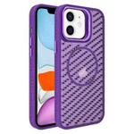 For iPhone 11 O-Shape Hollow Cooling Lens Holder MagSafe Phone Case(Deep Purple)