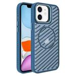 For iPhone 11 O-Shape Hollow Cooling Lens Holder MagSafe Phone Case(Blue)