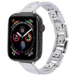 For Apple Watch 42mm / 41mm / 40mm / 38mm Diamond Quick Release Chain Bracelet Metal Watch Band(Silver)