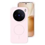 For vivo X200s Liquid Silicone Thin Circle MagSafe Phone Case(Grey Pink)