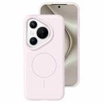 For Huawei Pura 70 Liquid Silicone Thin Circle MagSafe Phone Case(Grey Pink)