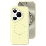 For Huawei Pura 70 Liquid Silicone Thin Circle MagSafe Phone Case(Cream Yellow)