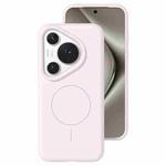 For Huawei Pura 70 Pro Liquid Silicone Thin Circle MagSafe Phone Case(Grey Pink)
