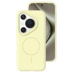 For Huawei Pura 70 Pro Liquid Silicone Thin Circle MagSafe Phone Case(Cream Yellow)