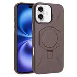 For iPhone 16 Four-Corner Shockproof MagSafe Holder TPU Hybrid PC Phone Case(Desert Gold)