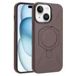 For iPhone 15 Four-Corner Shockproof MagSafe Holder TPU Hybrid PC Phone Case(Desert Gold)
