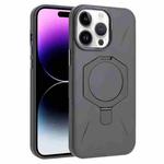 For iPhone 14 Pro Max Four-Corner Shockproof MagSafe Holder TPU Hybrid PC Phone Case(Titanium Gray)
