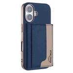 For iPhone 16 Plus Colour Matching Horizontal Magnetic Card Bag RFID MagSafe Phone Case(Dark Blue)