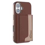 For iPhone 16 Colour Matching Horizontal Magnetic Card Bag RFID MagSafe Phone Case(Brown)