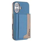 For iPhone 16 Colour Matching Horizontal Magnetic Card Bag RFID MagSafe Phone Case(Baby Blue)