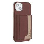 For iPhone 15 Plus Colour Matching Horizontal Magnetic Card Bag RFID MagSafe Phone Case(Brown)