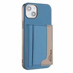 For iPhone 15 Plus Colour Matching Horizontal Magnetic Card Bag RFID MagSafe Phone Case(Baby Blue)