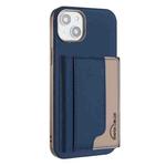 For iPhone 14 Colour Matching Horizontal Magnetic Card Bag RFID MagSafe Phone Case(Dark Blue)