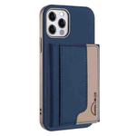 For iPhone 12 / 12 Pro Colour Matching Horizontal Magnetic Card Bag RFID MagSafe Phone Case(Dark Blue)